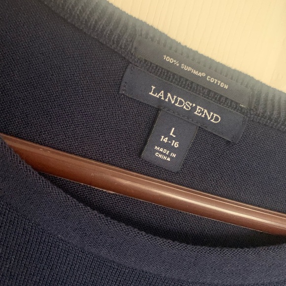 Like New Lands’ End Supima Cotton Classic Mid Weight Sweater SZ Large - Picture 3 of 8